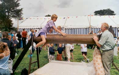 A regular feature at Poughill Revel and Cuckoo Fair: the wooden horse! Can you get to the other side without rolling off?