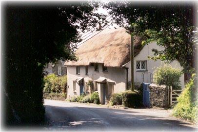 A thatched cottage in the main street of Poughill Village, Bude