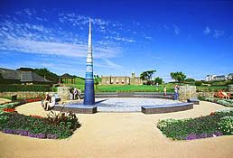 The Bude light is situated in front of Bude castle